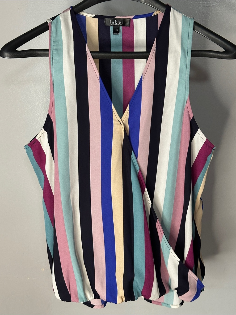 RACHEL Rachel Roy Multi-Stripe Faux-Wrap V-Neck Camisole